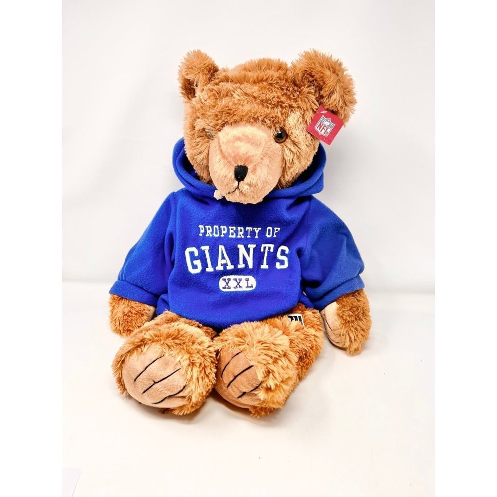 NY Giants Property Football Bear Embroidered Hoodie Authentic Fan Gear 24"‎ Tall
